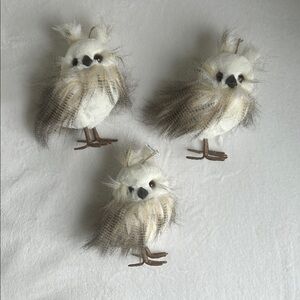 Set of Three Feathered Owl Ornaments
